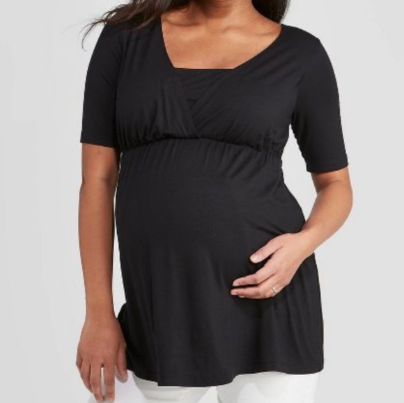 Isabel Maternity by Ingrid & Isabel Tops - NWT Materntiy Elbow Sleeve Deep V-Neck Nursing Maternity Top